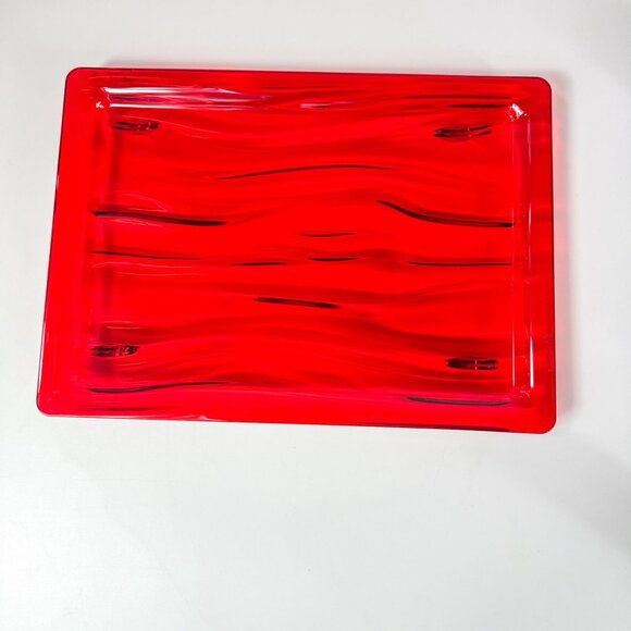 Guzzini Red Aqua Wavy Rectangular Acrylic Serving Tray Made In Italy - Picture 3 of 6